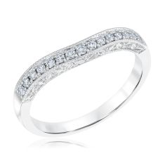 1/5ctw Diamond Curved 14k White Gold Wedding Band - Embrace Collection