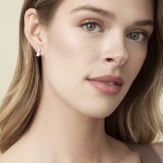 Downton Abbey 1ctw Round and Pear Lab Grown Diamond White Gold Drop Earrings - Cora Grantham