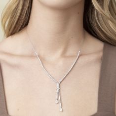 Downton Abbey 4ctw Pear and Round Lab Grown Diamond White Gold Necklace - Cora Grantham