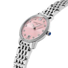 Frederique Constant Classics Slimline Diamond Accent Pink Dial Stainless Steel Watch Bracelet 30mm - FC-220LPD1SD26B