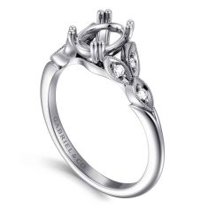 Gabriel & Co. Celia 1/15ctw Diamond Victorian 14k White Gold Engagement Ring Setting