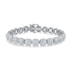5ctw Lab Grown Diamond Cluster Halo Station 10k White Gold Bracelet 1