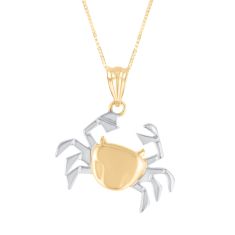 Two-Tone 10k Yellow and White Gold Crab Pendant Necklace 1