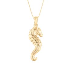 10k Yellow Gold Seahorse Pendant Necklace 1