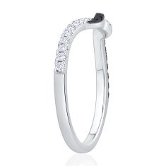 1/4ctw Black Diamond and Diamond 14k White Gold Curved Wedding Band - Embrace Collection