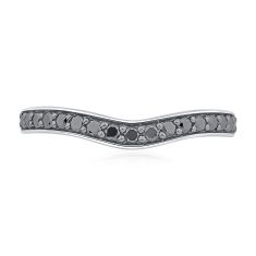 1/3ctw Black Diamond 14k White Gold Curved Wedding Band - Embrace Collection