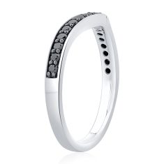 1/3ctw Black Diamond 14k White Gold Curved Wedding Band - Embrace Collection