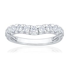 1ctw Round Diamond 14k White Gold Curved Wedding Band