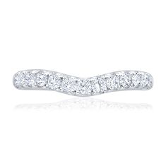 1/2ctw Round Diamond 14k White Gold Curved Wedding Band