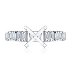 1/4ctw Baguette Diamond 14k White Gold Engagement Ring Setting