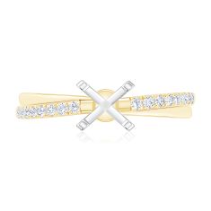 1/5ctw Diamond Asymmetric Accents 14k Yellow Gold Engagement Ring Setting