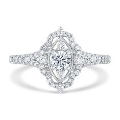5/8ctw Round Diamond 14k White Gold Vintage-Inspired Engagement Ring - Timeless Collection