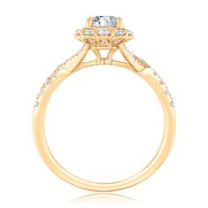 1ctw Round Diamond Halo 14k Yellow Gold Engagement Ring - Glow Collection