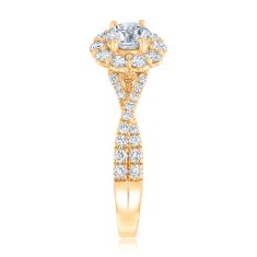 1ctw Round Diamond Halo 14k Yellow Gold Engagement Ring - Glow Collection