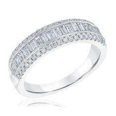 image of 7/8ctw Baguette and Round Diamond 14k White Gold Wedding Band with sku:20504064
