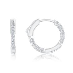 1/4ctw Diamond 10k White Gold Inside Out Hoop Earrings 1