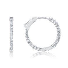 1/2ctw Diamond 10k White Gold Inside Out Hoop Earrings 1