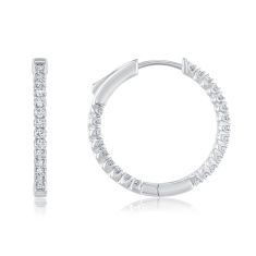 3/4ctw Diamond 10k White Gold Inside Out Hoop Earrings