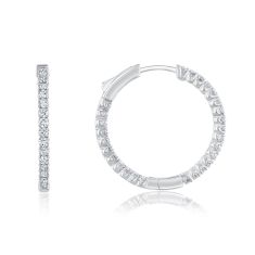 1ctw Diamond 10k White Gold Inside Out Hoop Earrings 1