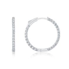 1 1/2ctw Diamond 10k White Gold Inside Out Hoop Earrings 1