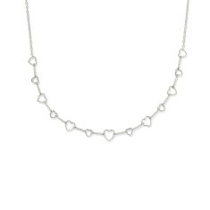 Kendra Scott Haisley Heart Gold Strand Necklace in White Cubic Zirconia, Rhodium-Plated