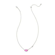 Kendra Scott Lips Pendant Necklace in Hot Pink Mother-of-Pearl, Rhodium-Plated