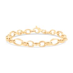 14k Yellow Gold 7.25mm Fancy Oval Link Chain Bracelet 1