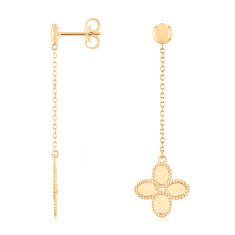 14k Yellow Gold Flower Drop Earrings