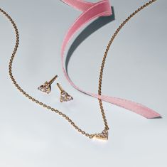 Pandora Triple Stone Heart Gold-Plated Gift Set