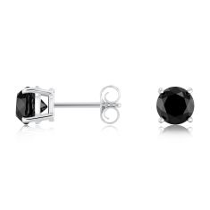 1 1/2ctw Round Treated Black Diamond Solitaire 10k White Gold Stud Earrings