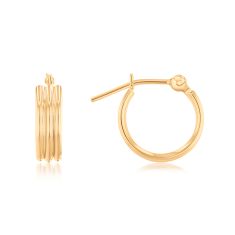 10k Yellow Gold Multi-Row Hoop Earrings 1