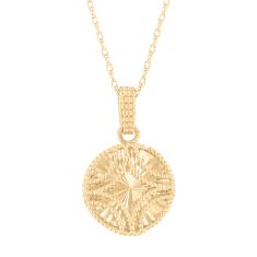 10k Yellow Gold Beaded Medallion Pendant Necklace 1