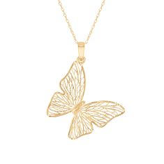 image of 10k Yellow Gold Butterfly Pendant Necklace with sku:20523072