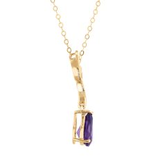 Amethyst and Diamond Accent 10k Yellow Gold Floral Necklace