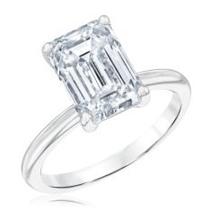 4ct Emerald Lab Grown Diamond Solitaire 14k White Gold Engagement Ring