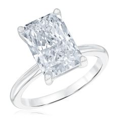 5ct Radiant Lab Grown Diamond Solitaire 14k White Gold Engagement Ring