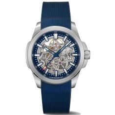 NORQAIN Independence Skeleton Dial Blue Rubber Strap Watch 42mm - N3000S03A/301A/322AR.20S