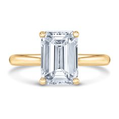 4ct Emerald Lab Grown Diamond Solitaire 14k Yellow Gold Engagement Ring