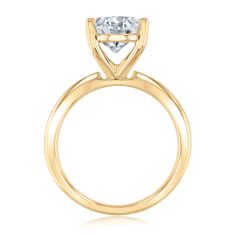 4ct Oval Lab Grown Diamond Solitaire 14k Yellow Gold Engagement Ring