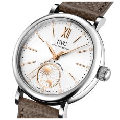 IWC Portofino Automatic Day and Night Silver-Tone Dial Taupe Leather Strap Watch 34mm - IW459801
