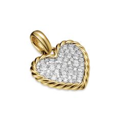 David Yurman Pave Heart Amulet in 18K Yellow Gold with Diamonds, 15.6mm 1