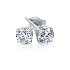 1ctw Round Diamond Solitaire 14k White Gold Stud Earrings