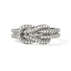 John Hardy Love Knot 1/2ctw Diamond Sterling Silver Ring - Size 7 1