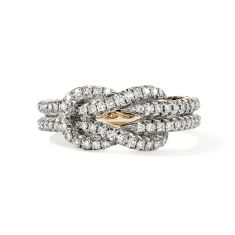 John Hardy Love Knot 1/2ctw Diamond 14k Yellow Gold Ring - Size 7 1