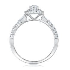 1ctw Marquise Diamond Double Halo 14k White Gold Engagement Ring