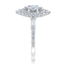 1ctw Marquise Diamond Double Halo 14k White Gold Engagement Ring