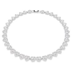 Swarovski Crystal X Ariana Grande Heart-Shaped Crystal Rhodium-Plated Tennis Necklace