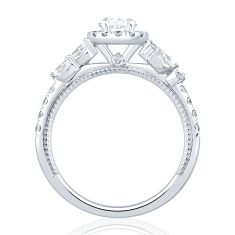 1 1/3ctw Oval Diamond Halo 14k White Gold Engagement Ring