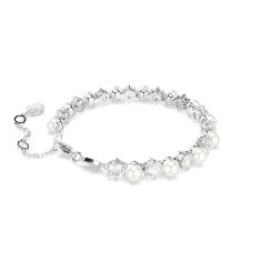 Swarovski Crystal Matrix Crystal Pearl and Cubic Zirconia Rhodium-Plated Bracelet