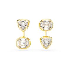 Swarovski Crystal Imber Mixed Cut Asymmetrical Gold-Tone Earring Jackets 1